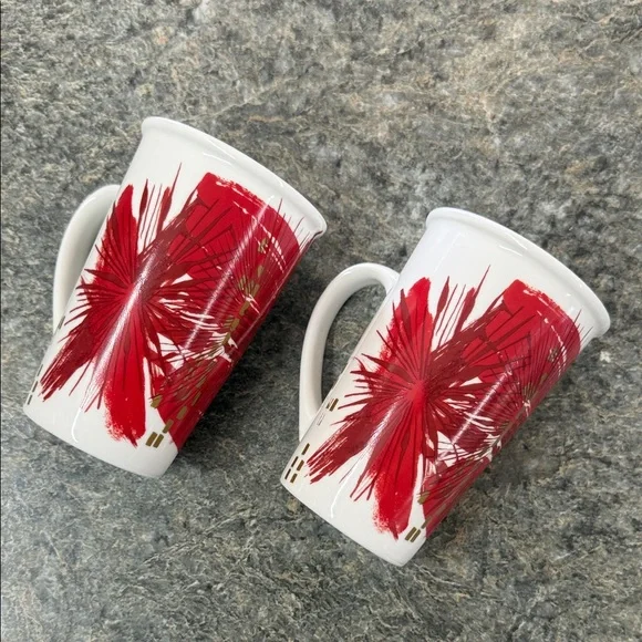 Starbucks Abstract Design Red White & Gold Tall Coffee Cups Mugs 12 oz 154 ml - Picture 3 of 7